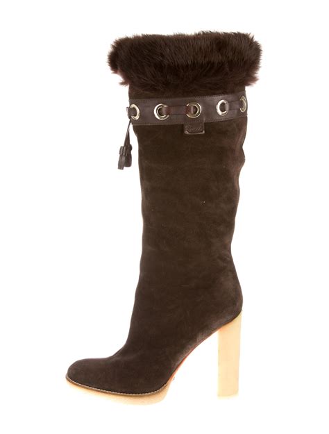 gucci fur boots|thigh high gucci boots.